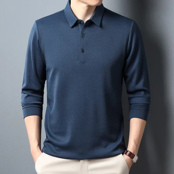 Men's Business Casual Polo Long Sleeve T-shirt Summer Comfortable Top - AliExpress 200000343 - Image 2