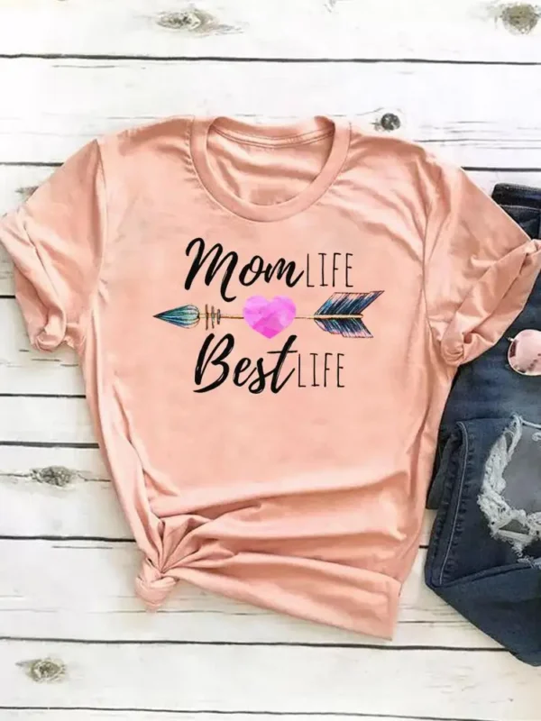 Clothing Summer Top Fashion Short Sleeve Print T Shirt Tee Letter Mom Mama Love Trend Basic Women Clothes Graphic T-shirt - AliExpress 200000345 - Image 2