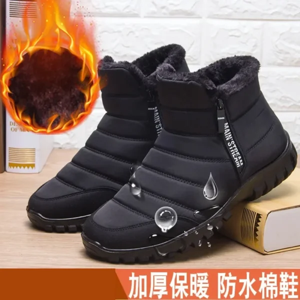 Winter men's snow boots, double zippered waterproof shoes rain boots fishing Winter Warm Boots men's boots - AliExpress - Image 2