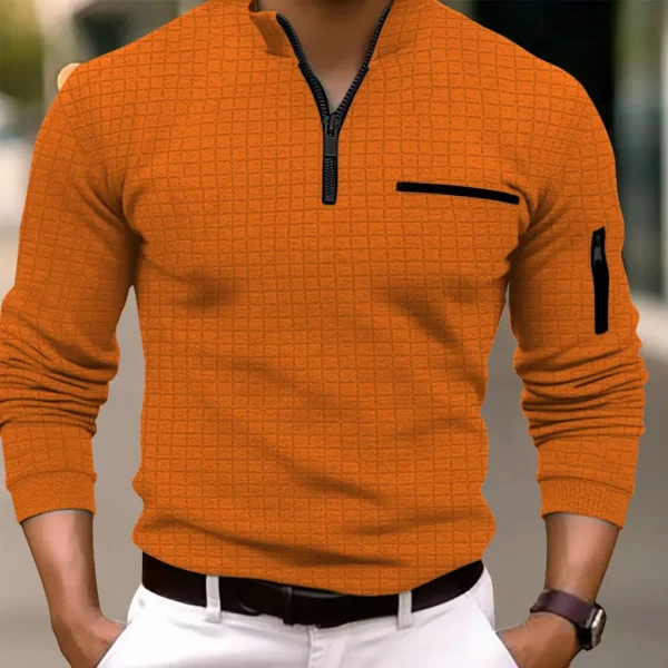 New spring and autumn men's checkerboard checkered POLO shirt zip-up collar sports polo shirt - AliExpress 200000343