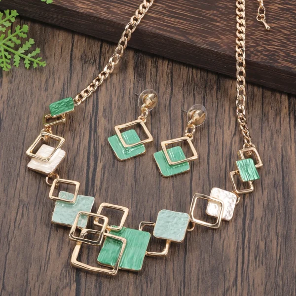 Fashion Simple Drip Oil Geometric Jewelry Sets for Women Accessories New Trendy Necklace and Earrings Set Daily Party Prom Gift - AliExpress 36 - Image 6