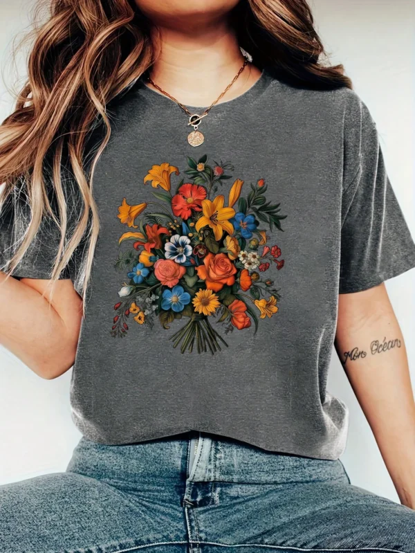 Harajuku Flowers and Plants Vintage Women T Shirt Short Sleeve Crew Neck Summer Tshirt Tops for Women Clothes - AliExpress 200000345 - Image 3