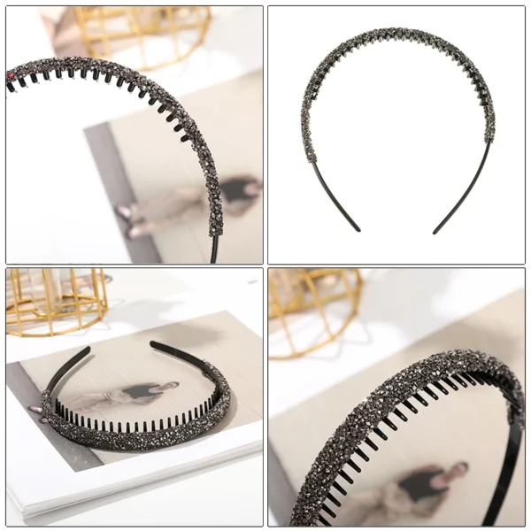 AWAYTR Luxury Non-slip Rhinestone Hair Hoops Bands Women Tooth Elastic Headbands For Women Shiny Hair Hoops Bezel Accessories - AliExpress 200000297 - Image 6