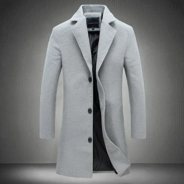 2024 Spring Autumn New Long Cotton Coat New Wool Blend Pure Color Casual Business Fashion Men's Clothing Slim Windbreaker Jacket - AliExpress 200000343 - Image 5