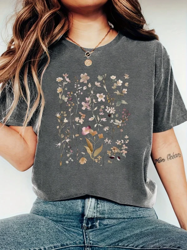 Harajuku Flowers and Plants Vintage Women T Shirt Short Sleeve Crew Neck Summer Tshirt Tops for Women Clothes - AliExpress 200000345 - Image 4