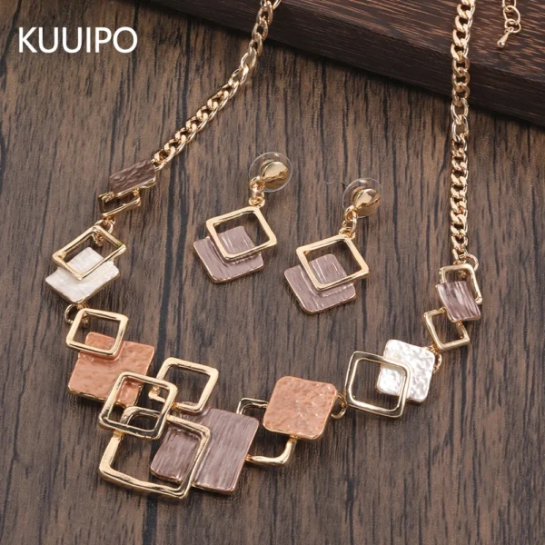 Fashion Simple Drip Oil Geometric Jewelry Sets for Women Accessories New Trendy Necklace and Earrings Set Daily Party Prom Gift - AliExpress 36