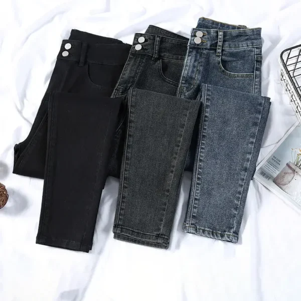 Vintage Women's High-Waisted Jeans 2024 New Spring-Autumn Stretchy Slimming Tight Pencil Leggings Bottle Shape Female Denim - AliExpress - Image 5