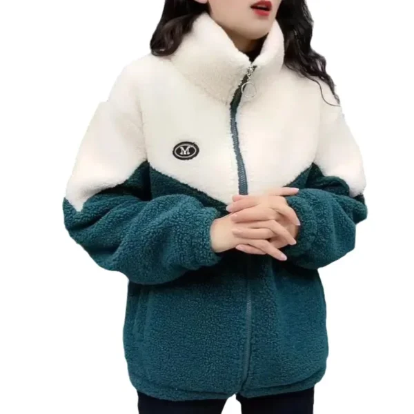 Women Jacket Colored Thickened Lamb Fleece Long Sleeve Mid Length Overcoat Warm Topcoat Quilted Top Autumn Winter Overgarmen - AliExpress 200000345 - Image 5