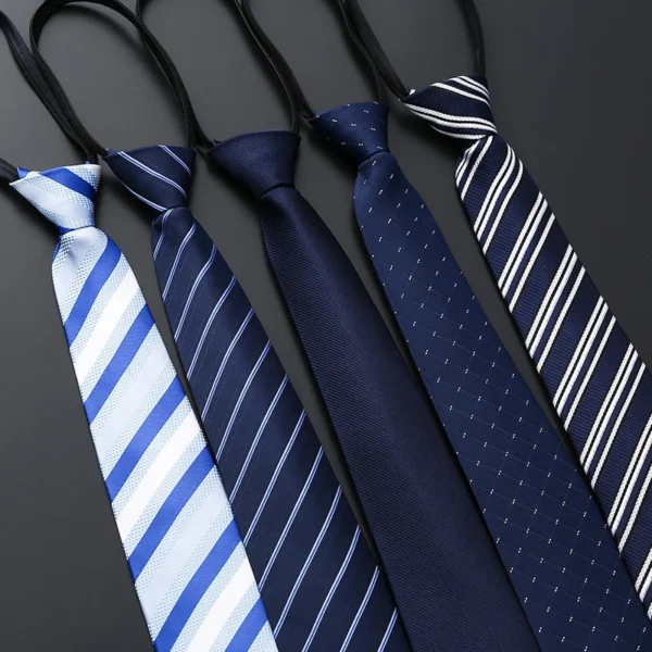 Lazy Zipper Men's Tie Business Formal Dress Wear Stripe Solid Color Zipper Necktie Wholesale Gifts for Men Slim Skinny Tie - AliExpress 200000297 - Image 2