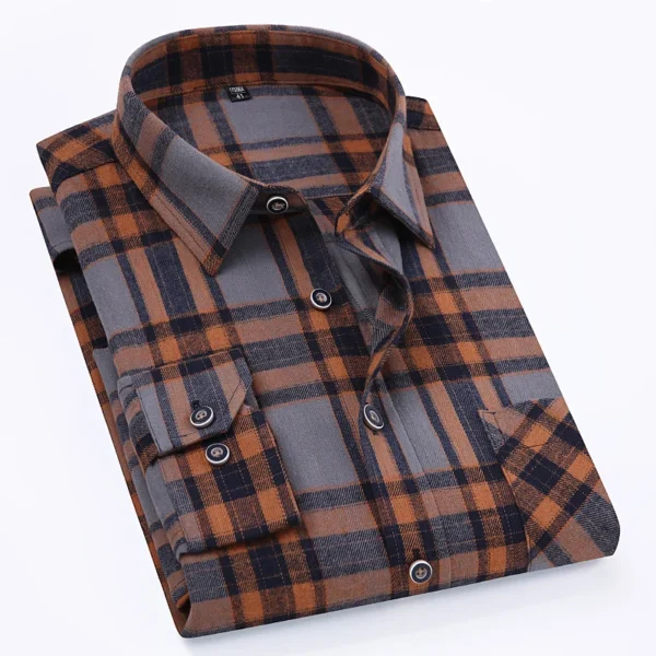 Oversize 11XL 10XL 9XL Plaid Flannel Shirts For Men Long Sleeve Cotton Fashion Casual Soft Standard-Fit Man Shirt Blouse Clothes - AliExpress 200000343 - Image 4