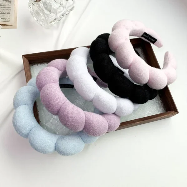 2024 Fashion Sponge Headband for Women Girls Puffy Hair Band Makeup Bubble Retro Terry Cloth Headbands Hair Accessories Headwear - AliExpress 200000297 - Image 5