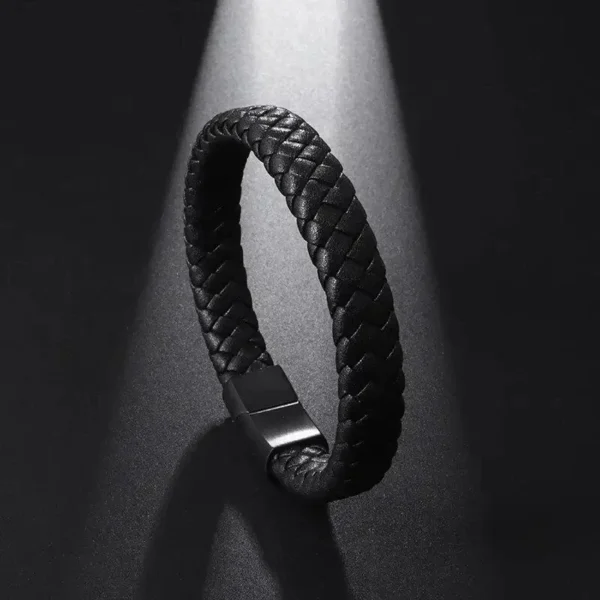 Classic Single Layer Black Hand Woven Leather Bracelet with Metal Magnetic Clasp Men\'s Fashion Business Jewelry Gift - AliExpress 36