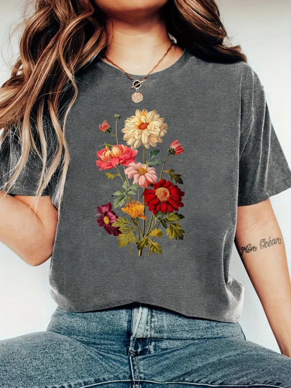 Harajuku Flowers and Plants Vintage Women T Shirt Short Sleeve Crew Neck Summer Tshirt Tops for Women Clothes - AliExpress 200000345 - Image 6