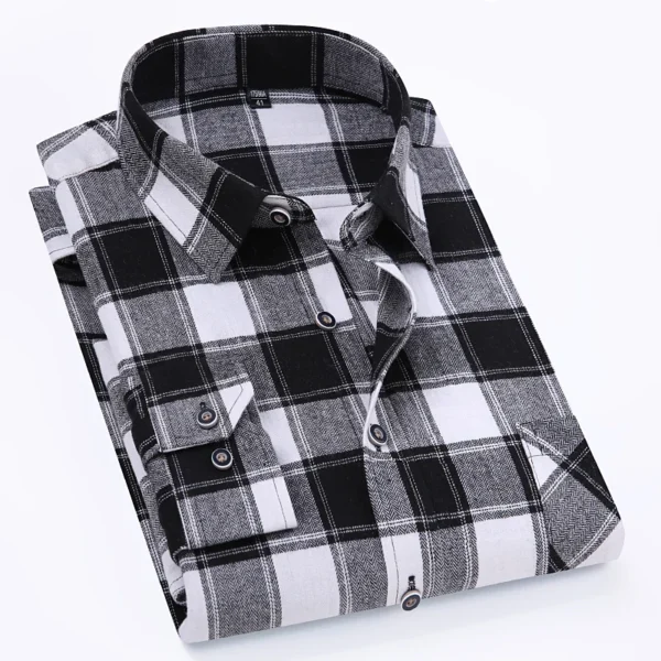 Oversize 11XL 10XL 9XL Plaid Flannel Shirts For Men Long Sleeve Cotton Fashion Casual Soft Standard-Fit Man Shirt Blouse Clothes - AliExpress 200000343 - Image 5