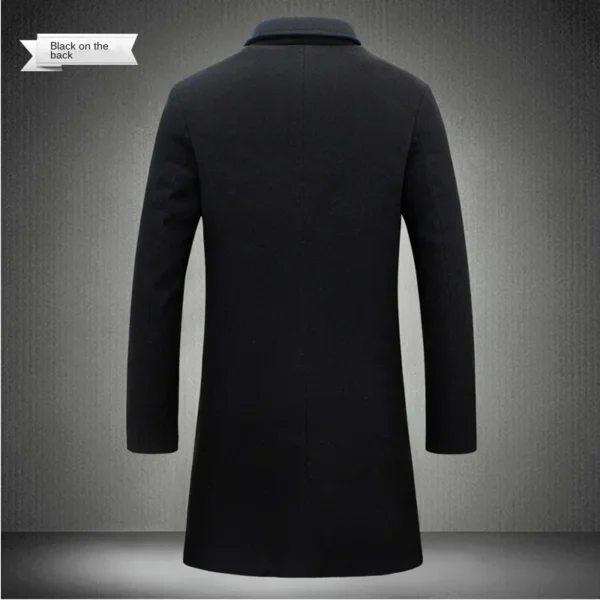 2024 Spring Autumn New Long Cotton Coat New Wool Blend Pure Color Casual Business Fashion Men's Clothing Slim Windbreaker Jacket - AliExpress 200000343 - Image 3