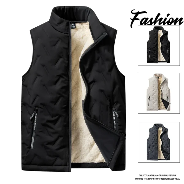 Autumn and winter fashion men's cotton vest jacket casual multifunctional plus size warm standing collar sleeveless men's top - AliExpress 200000343