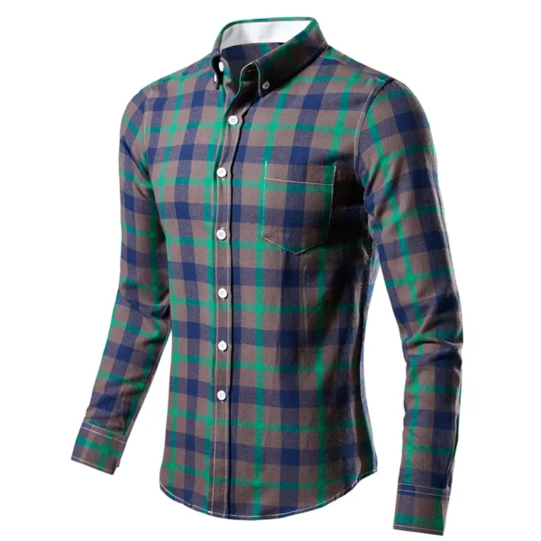 Men's Plaid Shirt Long Sleeve 100% Cotton Casual Slim Buttons Business Social Dress Shirts Blouse Men Clothing - AliExpress 200000343 - Image 3