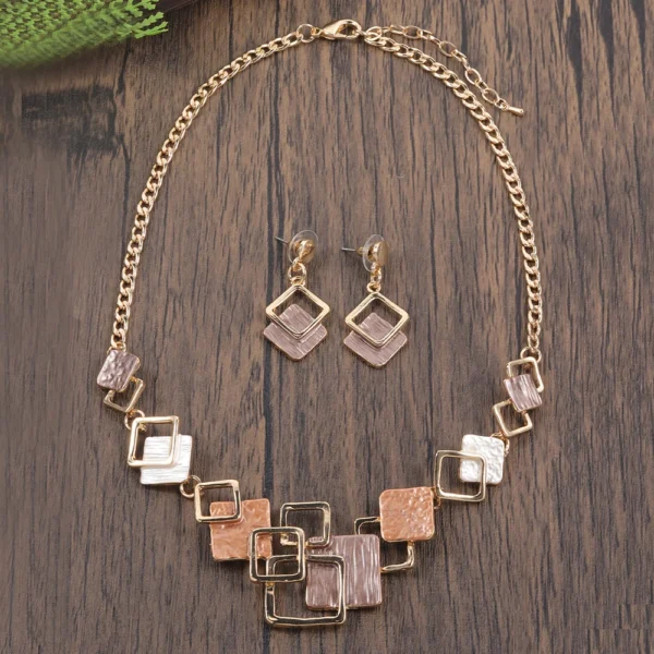 Fashion Simple Drip Oil Geometric Jewelry Sets for Women Accessories New Trendy Necklace and Earrings Set Daily Party Prom Gift - AliExpress 36 - Image 3