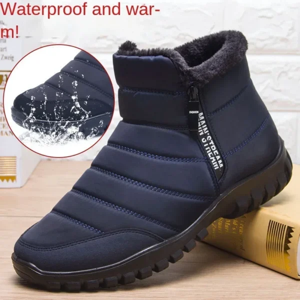 Winter men's snow boots, double zippered waterproof shoes rain boots fishing Winter Warm Boots men's boots - AliExpress