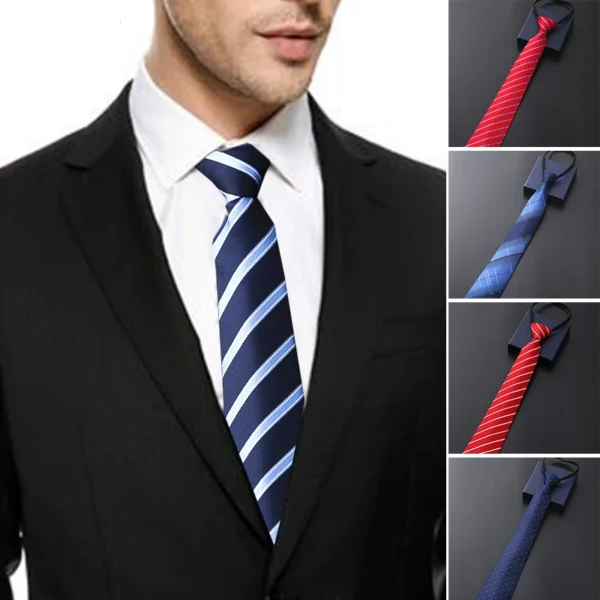 Lazy Zipper Men's Tie Business Formal Dress Wear Stripe Solid Color Zipper Necktie Wholesale Gifts for Men Slim Skinny Tie - AliExpress 200000297 - Image 4