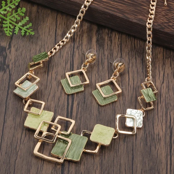 Fashion Simple Drip Oil Geometric Jewelry Sets for Women Accessories New Trendy Necklace and Earrings Set Daily Party Prom Gift - AliExpress 36 - Image 5