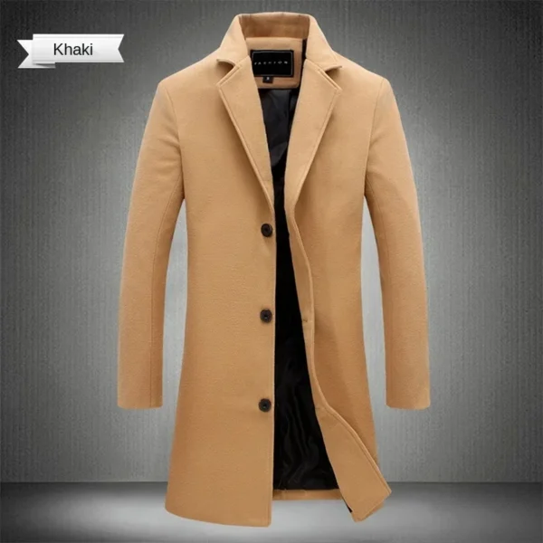 2024 Spring Autumn New Long Cotton Coat New Wool Blend Pure Color Casual Business Fashion Men's Clothing Slim Windbreaker Jacket - AliExpress 200000343