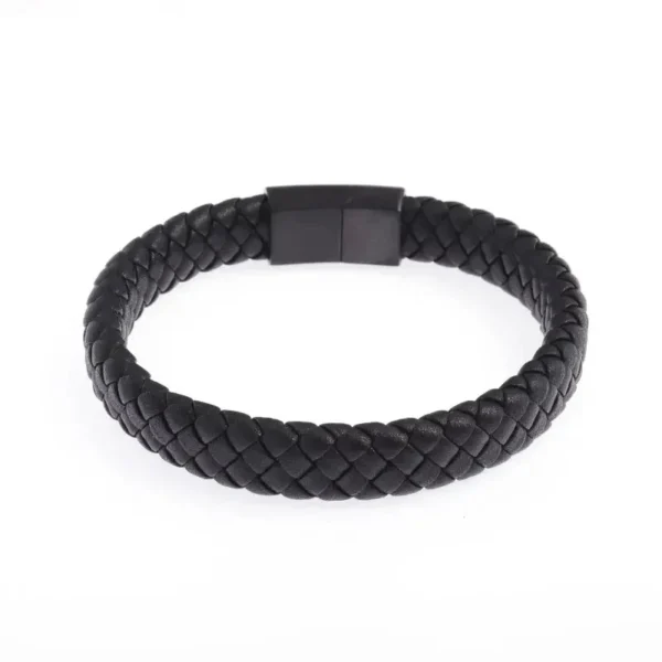 Classic Single Layer Black Hand Woven Leather Bracelet with Metal Magnetic Clasp Men\'s Fashion Business Jewelry Gift - AliExpress 36 - Image 5