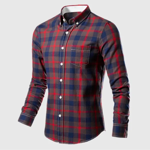 Men's Plaid Shirt Long Sleeve 100% Cotton Casual Slim Buttons Business Social Dress Shirts Blouse Men Clothing - AliExpress 200000343