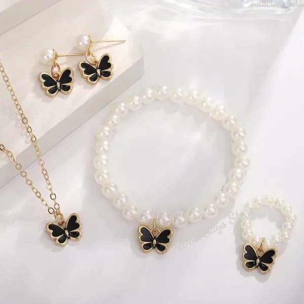 Butterfly Jewelry Sets Crystal Acrylic Romantic Bracelet Ring Necklace Earring Set for Women Wedding Dinner Dress Accessories - AliExpress - Image 4